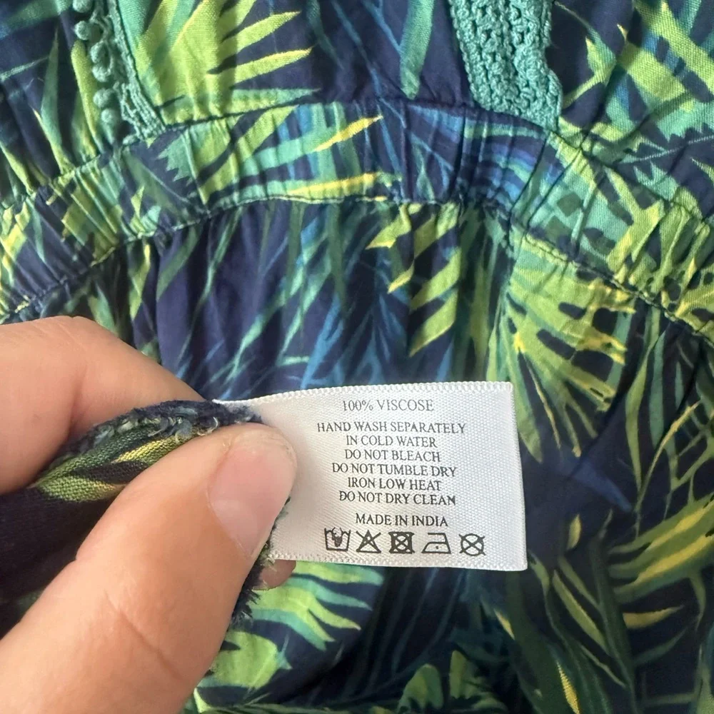 Tropical Green and Blue Leaf Swim Coverup - Picture 3 of 3